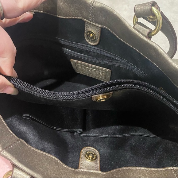 Coach Ashley Steel Leather Shimmering Carryall Satchel Shoulder Handbag Purse - Picture 3 of 5